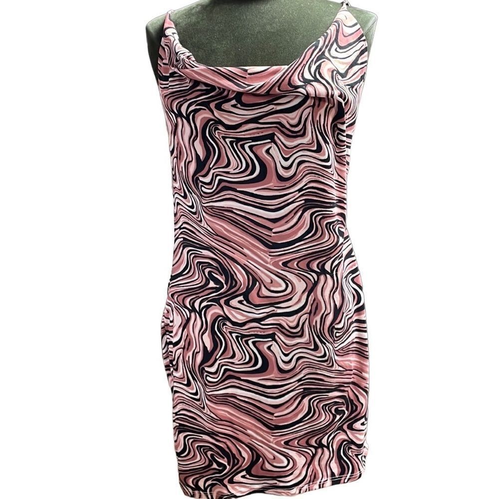 WEAREVER Womens Spaghetti Strap BodyCon Mini Dress Swirl Design Size XL